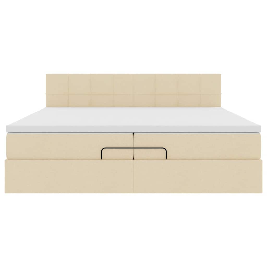Cadre de lit ottoman avec matelas crème 200x200cm tissu - XIOS