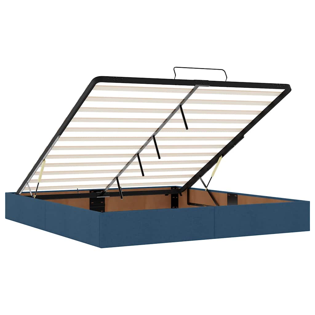 Cadre de lit ottoman avec matelas bleu 200x200cm tissu - XIOS