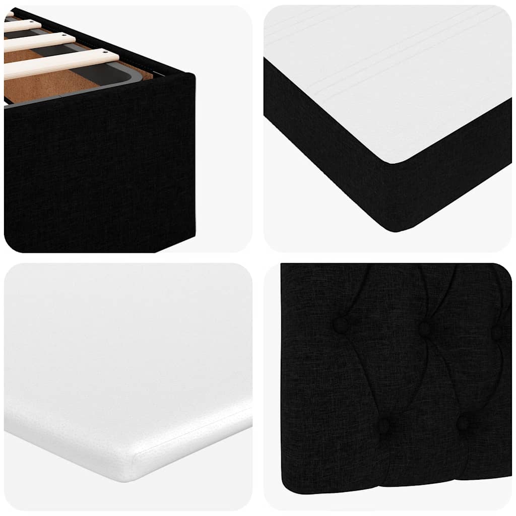 Lit ottoman avec matelas et LED noir 80x200cm tissu