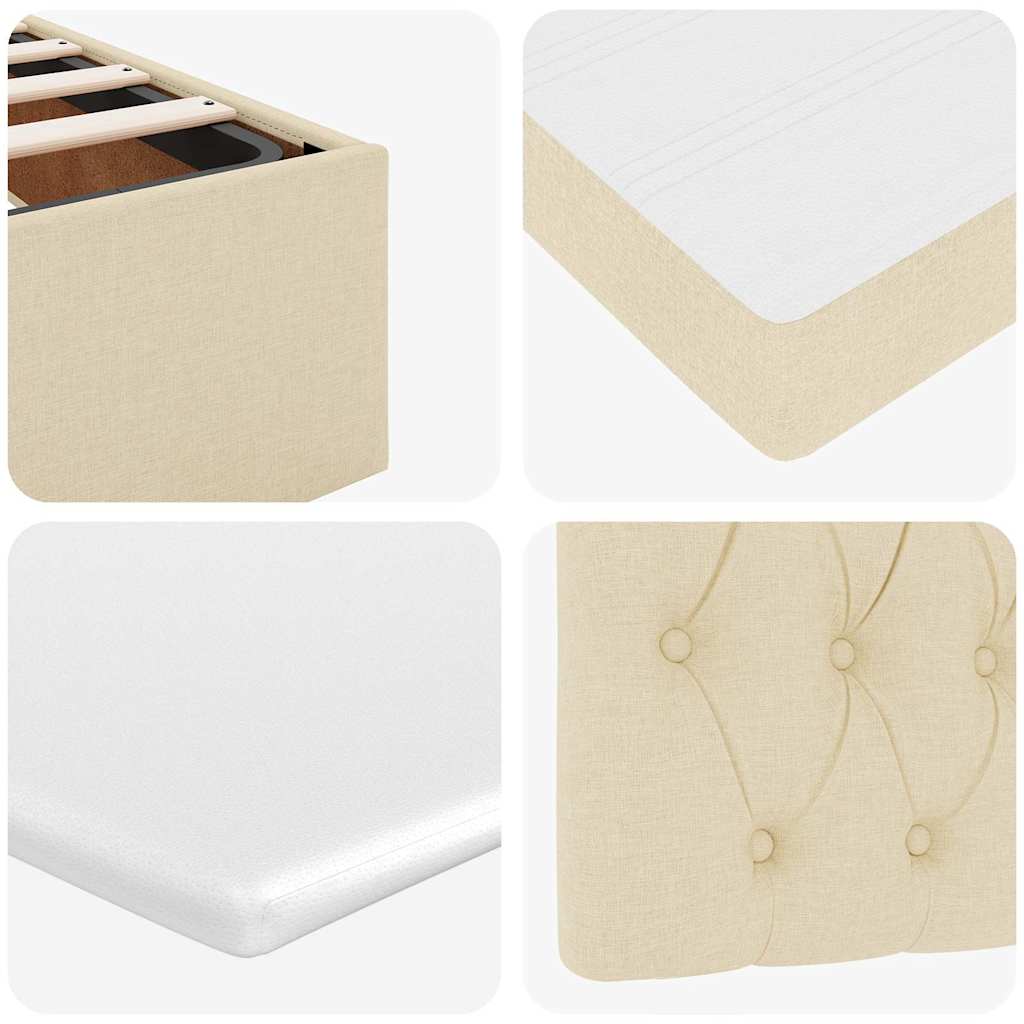 Cadre de lit ottoman avec matelas crème 80x200 cm tissu