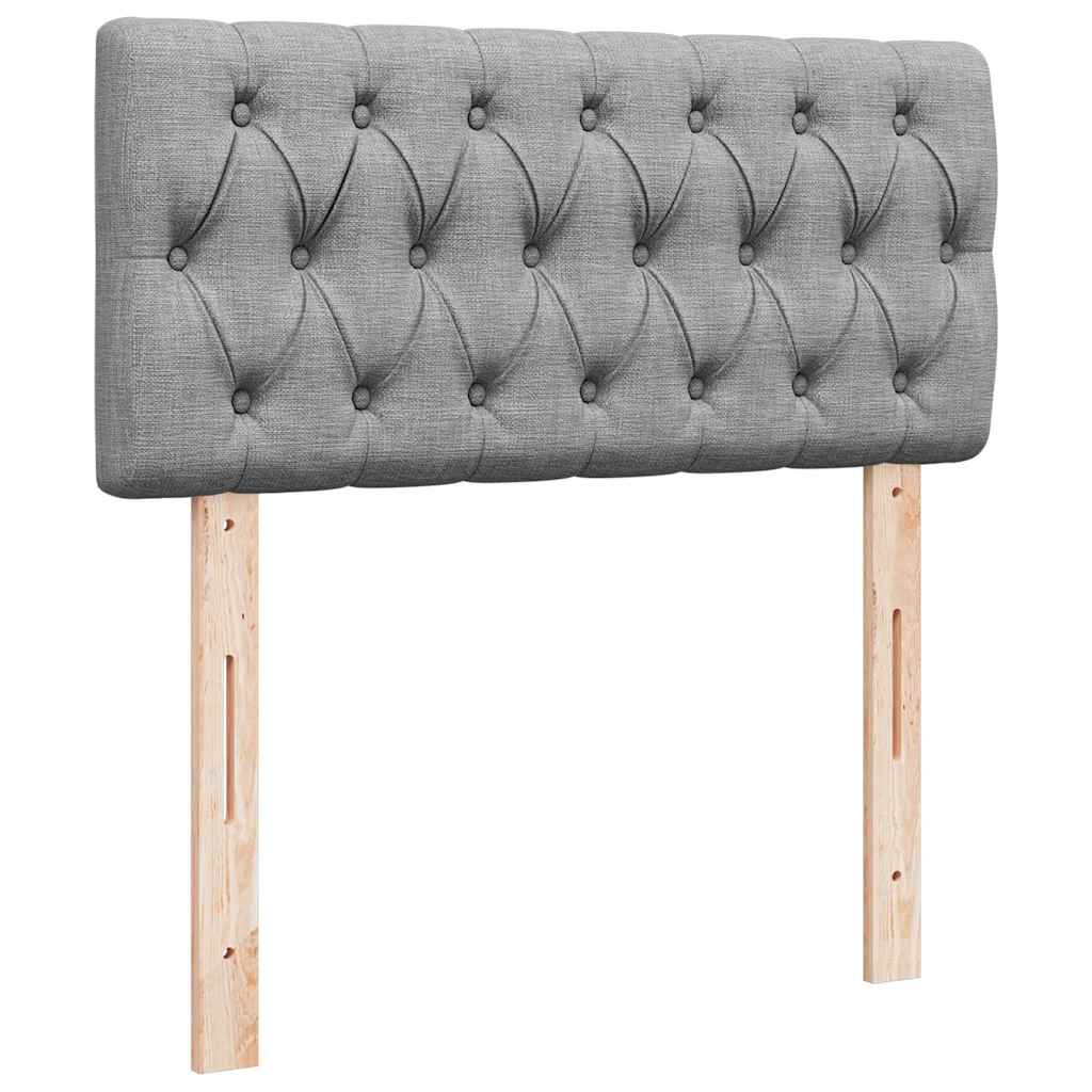 Cadre de lit ottoman et matelas gris clair 90x190 cm tissu - XIOS