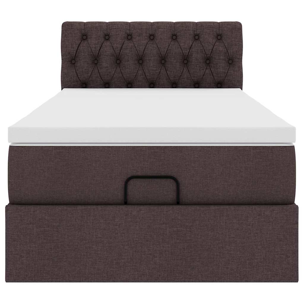 Cadre de lit ottoman avec matelas marron foncé 90x190 cm tissu - XIOS