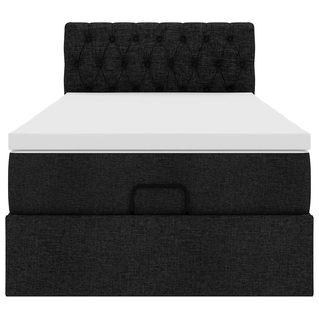 Lit ottoman avec matelas noir 100x200 cm tissu - XIOS