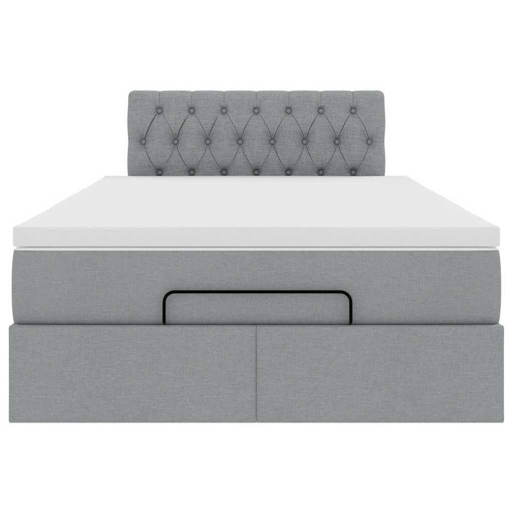 Lit ottoman avec matelas gris clair 120x190 cm tissu - XIOS