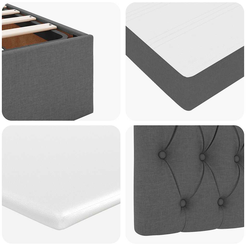 Lit ottoman avec matelas et LED gris foncé 120x190 cm tissu