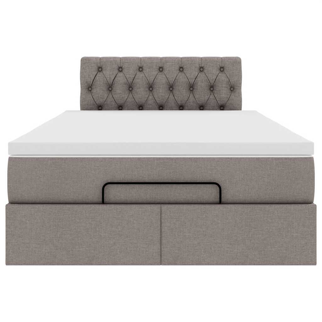Lit ottoman avec matelas et LED Taupe 120x190 cm tissu - XIOS