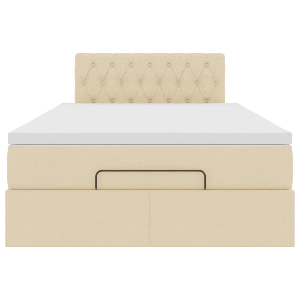 Lit ottoman avec matelas et LED crème 120x190 cm tissu - XIOS