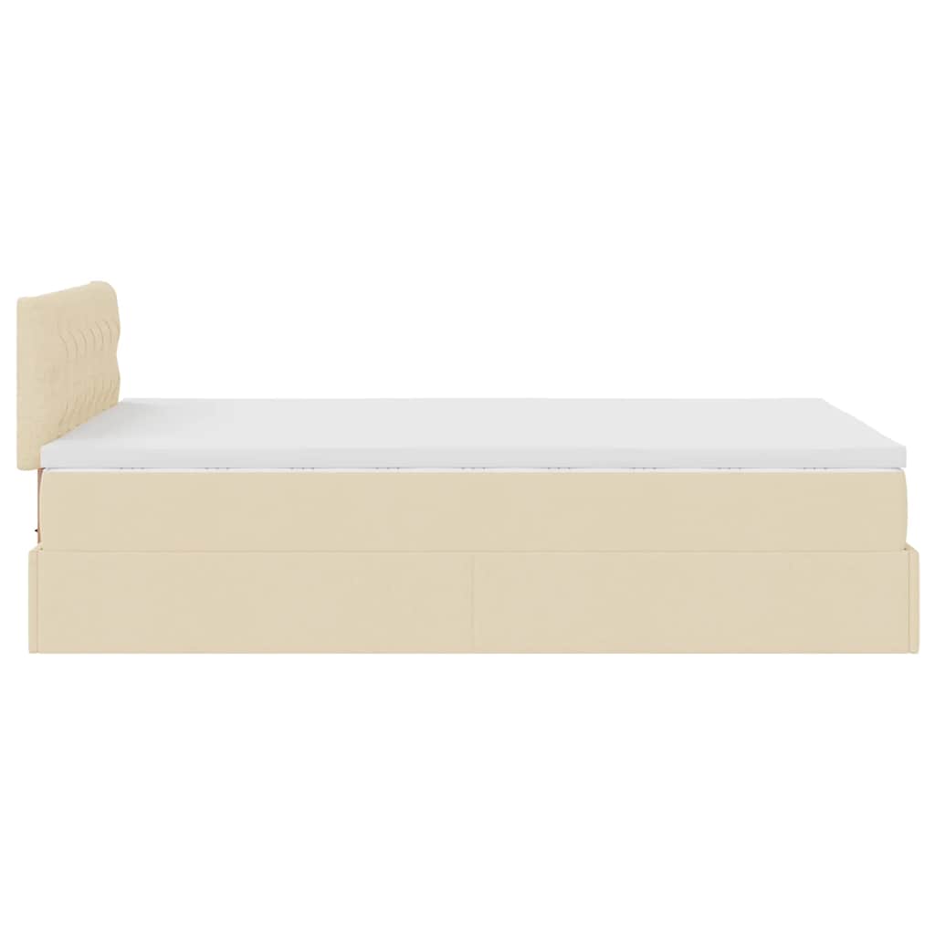 Lit ottoman avec matelas et LED crème 120x190 cm tissu - XIOS