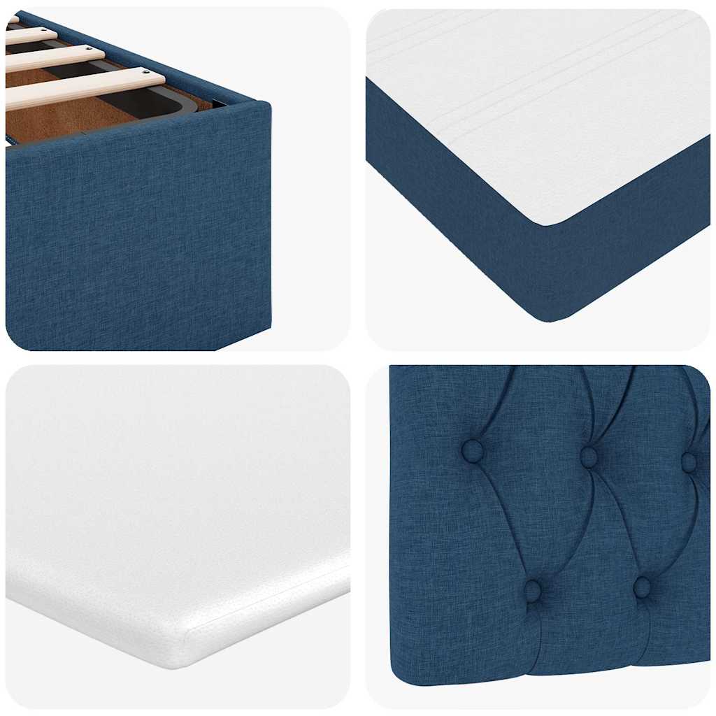 Lit ottoman avec matelas et LED bleu 120x190 cm tissu