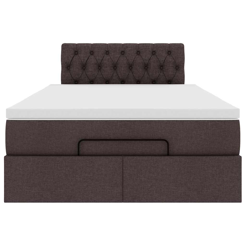 Lit ottoman avec matelas marron foncé 120x200 cm tissu