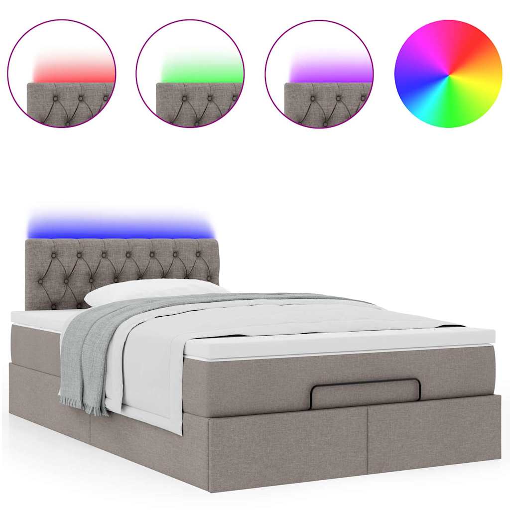 Cadre de lit ottoman avec matelas taupe 120x200 cm tissu - XIOS