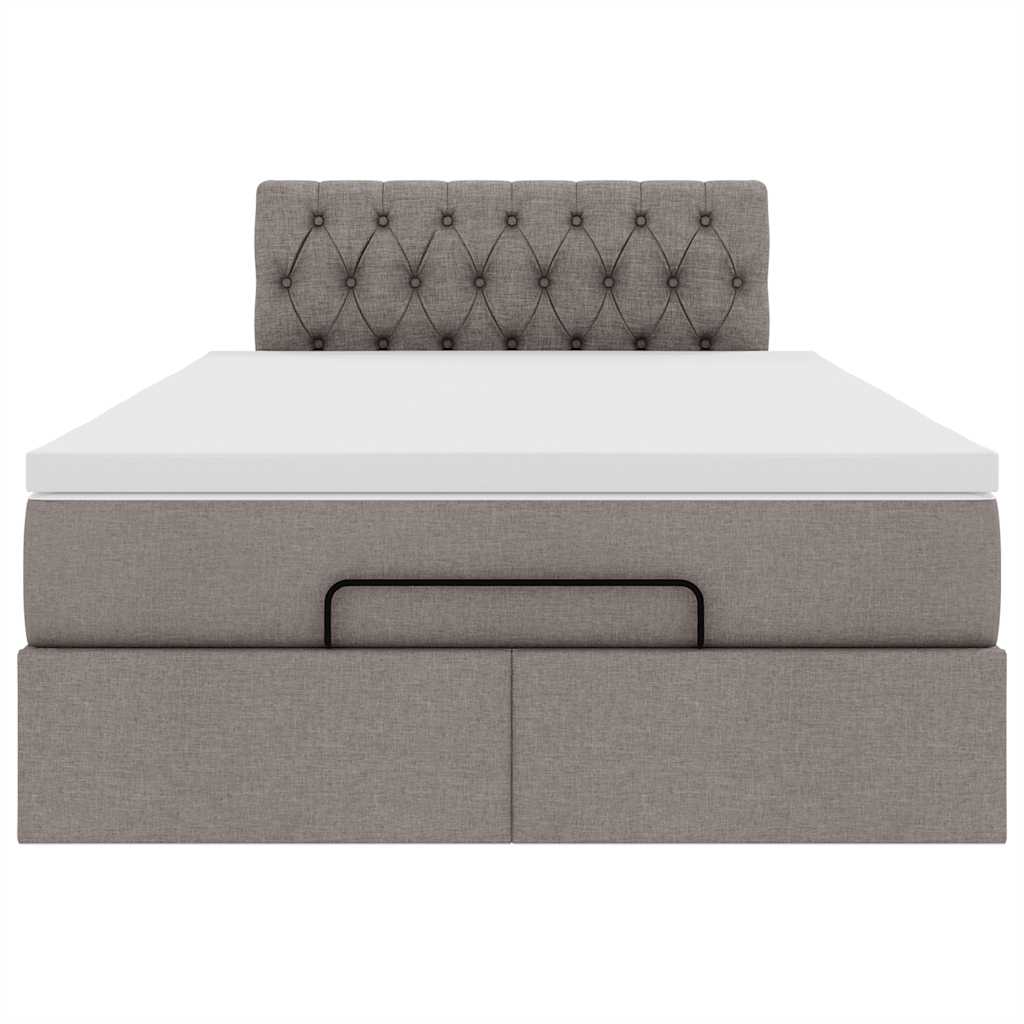 Cadre de lit ottoman avec matelas taupe 120x200 cm tissu - XIOS