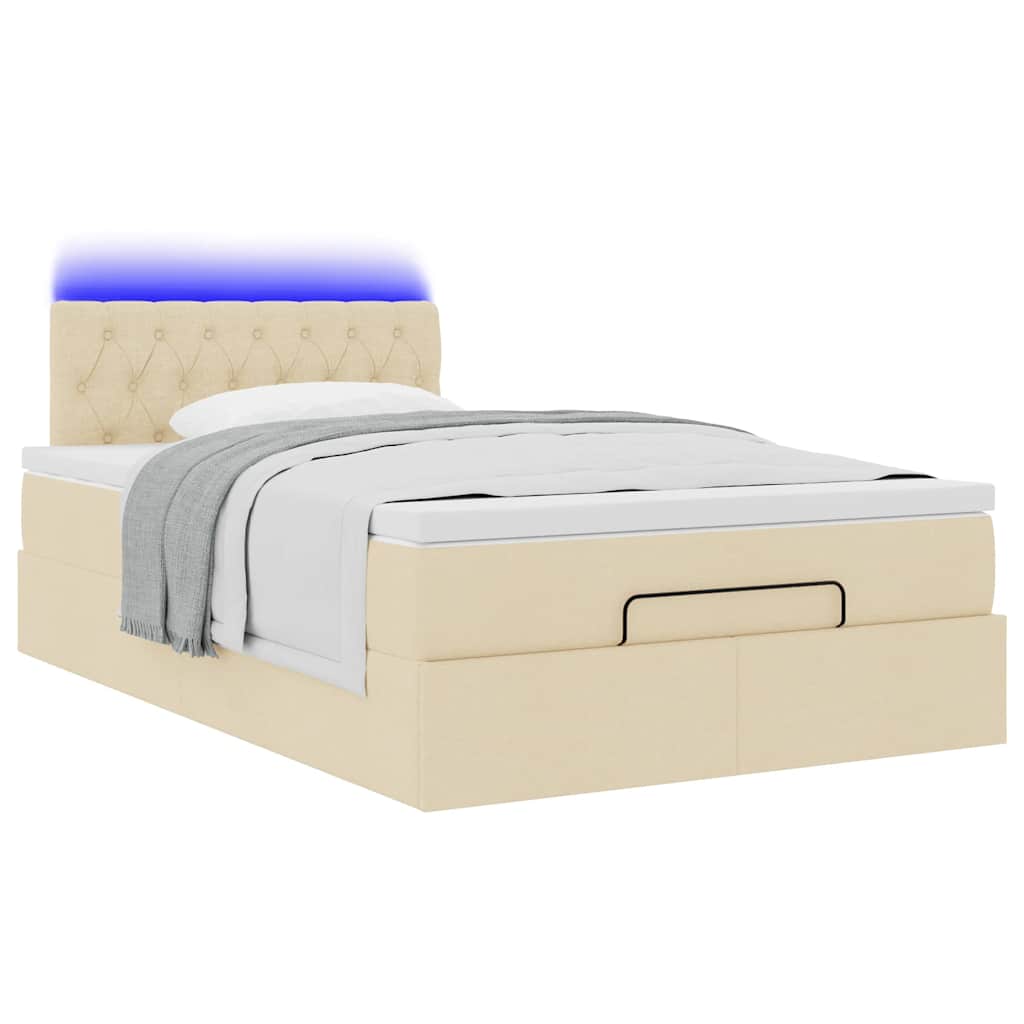 Cadre de lit ottoman avec matelas crème 120x200cm tissu - XIOS