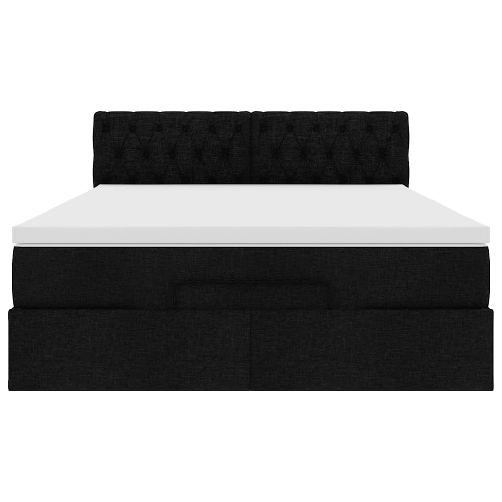 Lit ottoman avec matelas et LED noir 140x190 cm tissu - XIOS