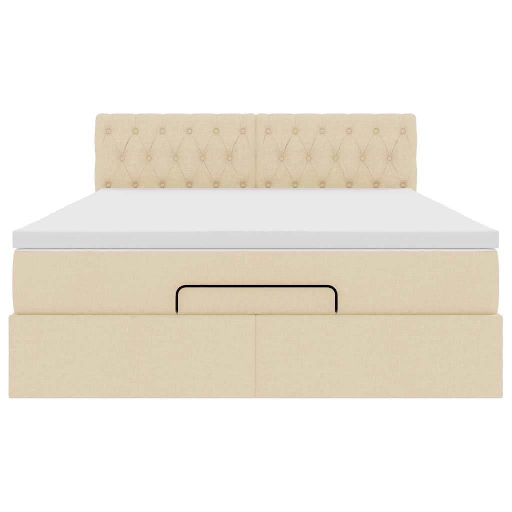 Lit ottoman avec matelas et LED crème 140x190 cm tissu - XIOS