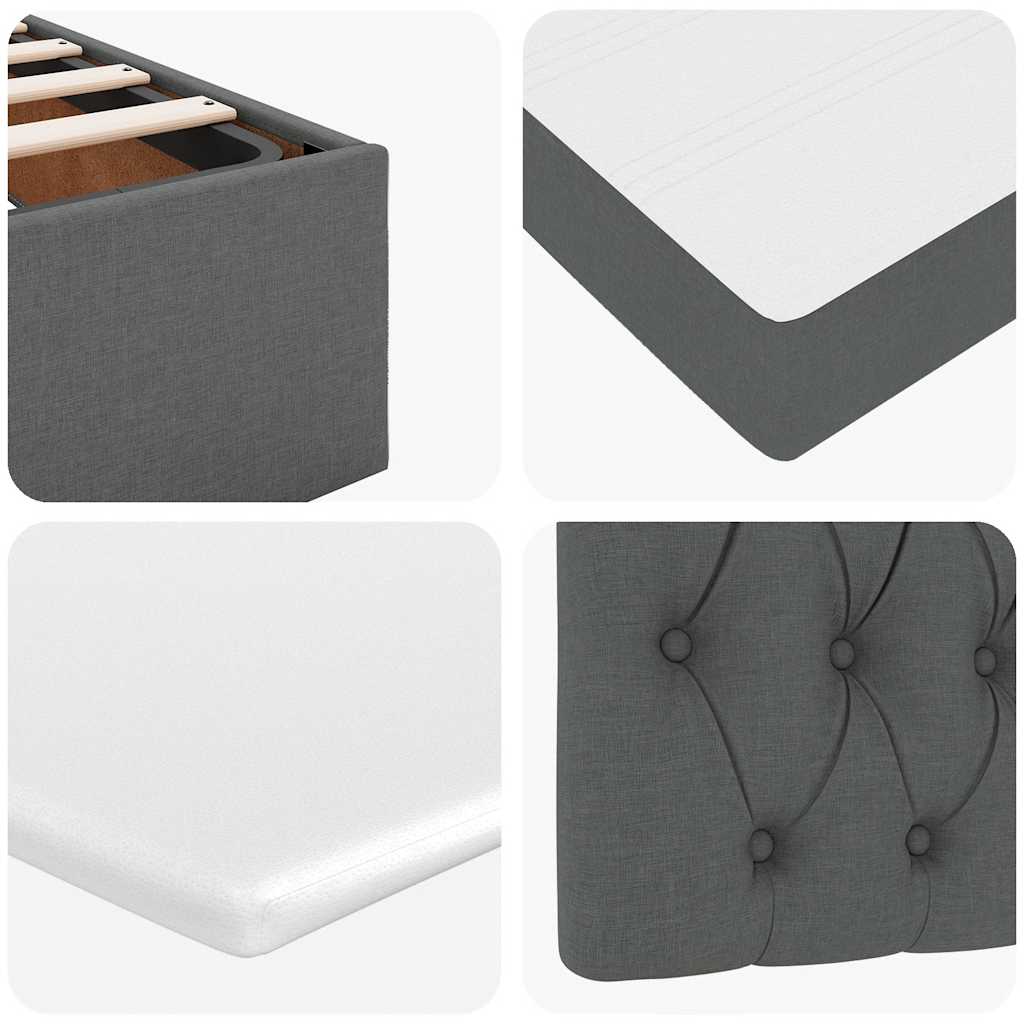 Lit ottoman avec matelas et LED gris foncé 140x200 cm tissu