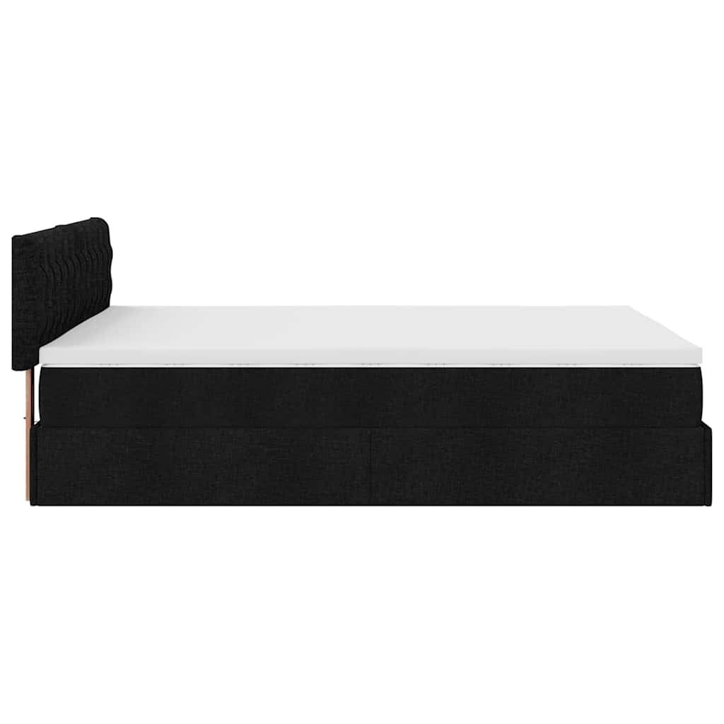 Lit ottoman avec matelas et LED noir 140x200 cm tissu - XIOS