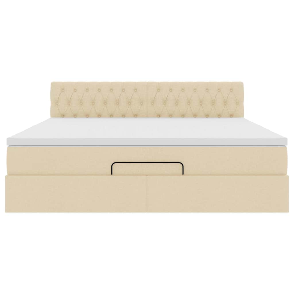 Lit ottoman avec matelas et LED crème 180x200cm tissu - XIOS