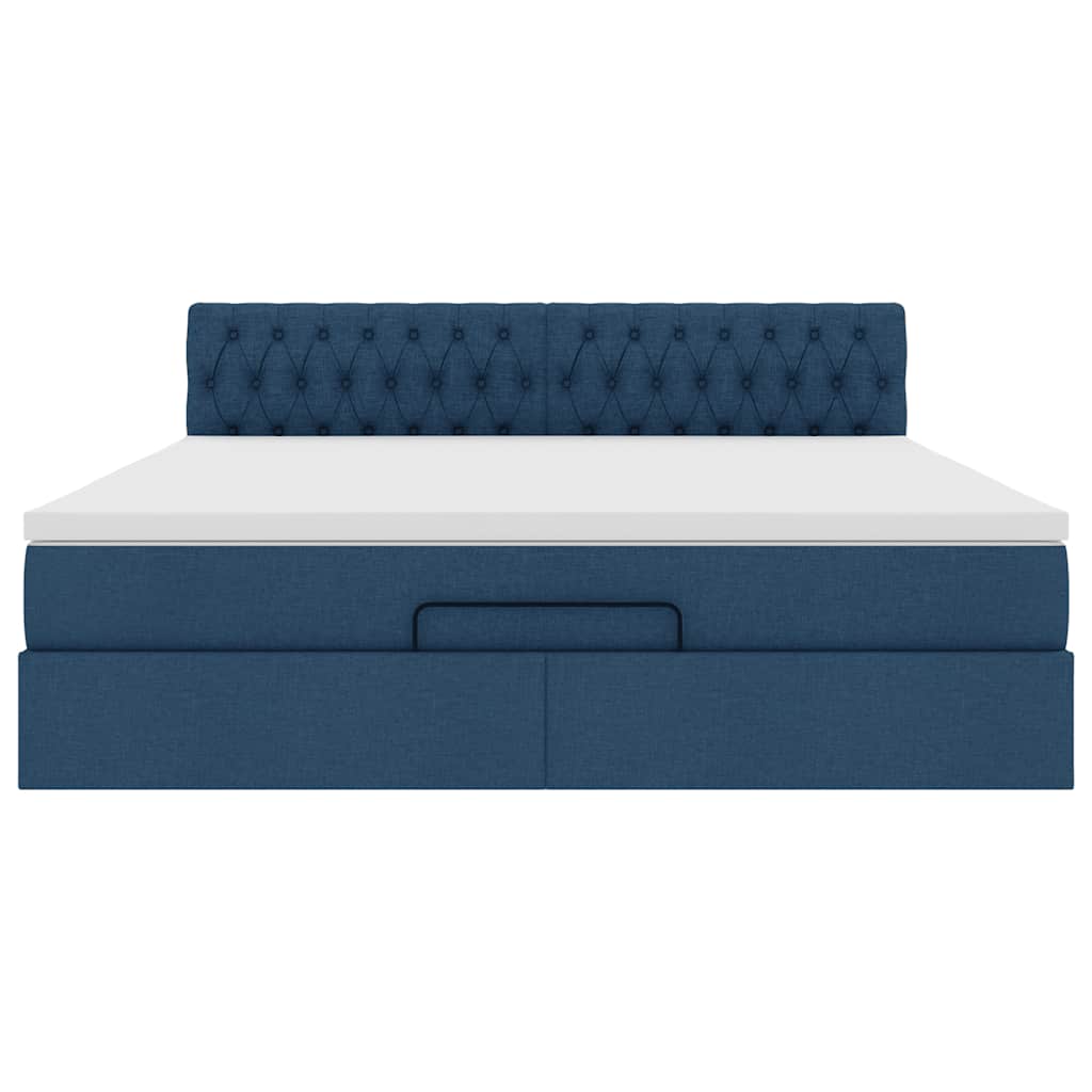 Lit ottoman avec matelas et LED bleu 180x200cm tissu - XIOS