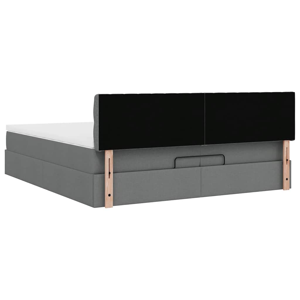 Cadre de lit ottoman avec matelas gris foncé 200x200cm tissu - XIOS