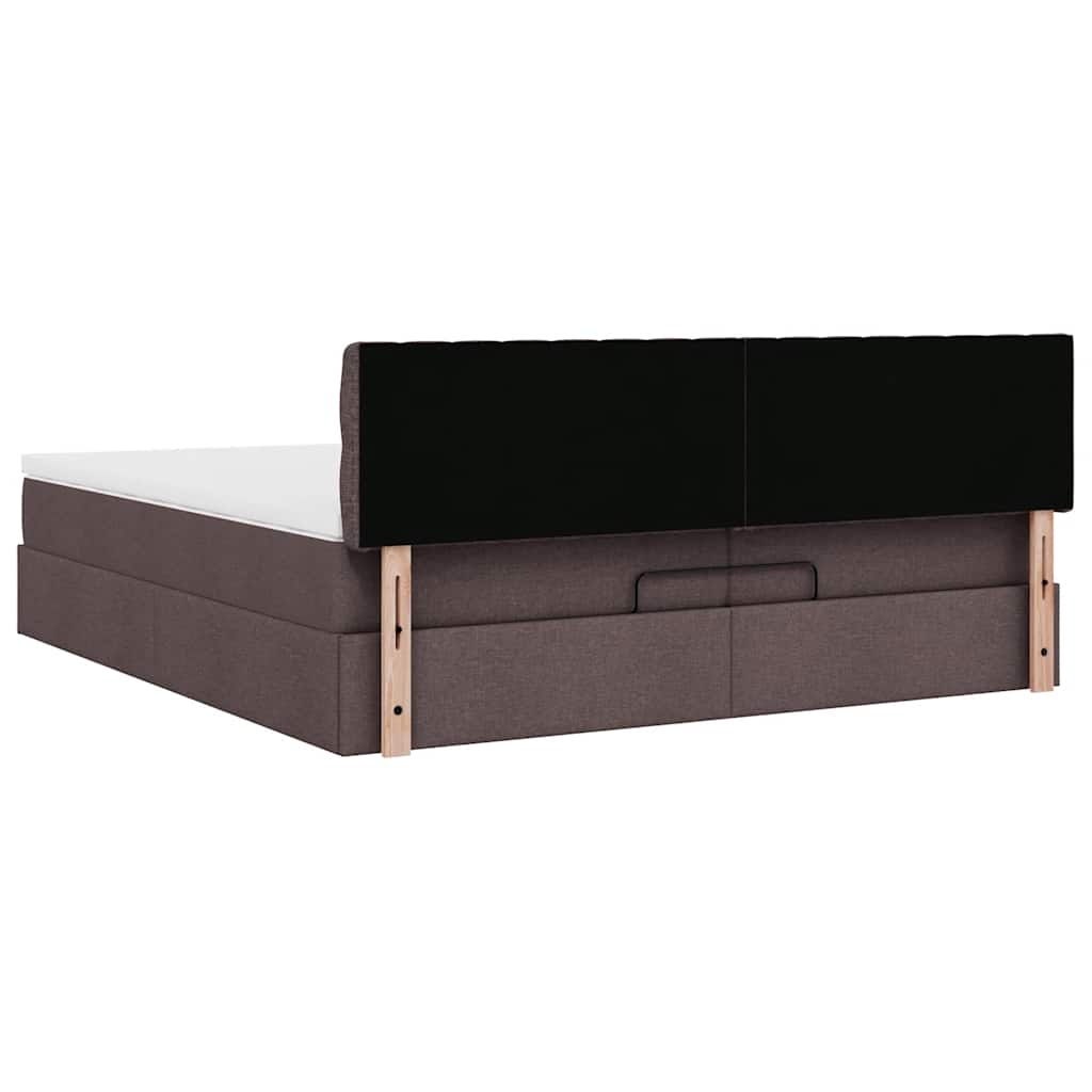 Cadre de lit ottoman avec matelas marron foncé 200x200 cm tissu - XIOS