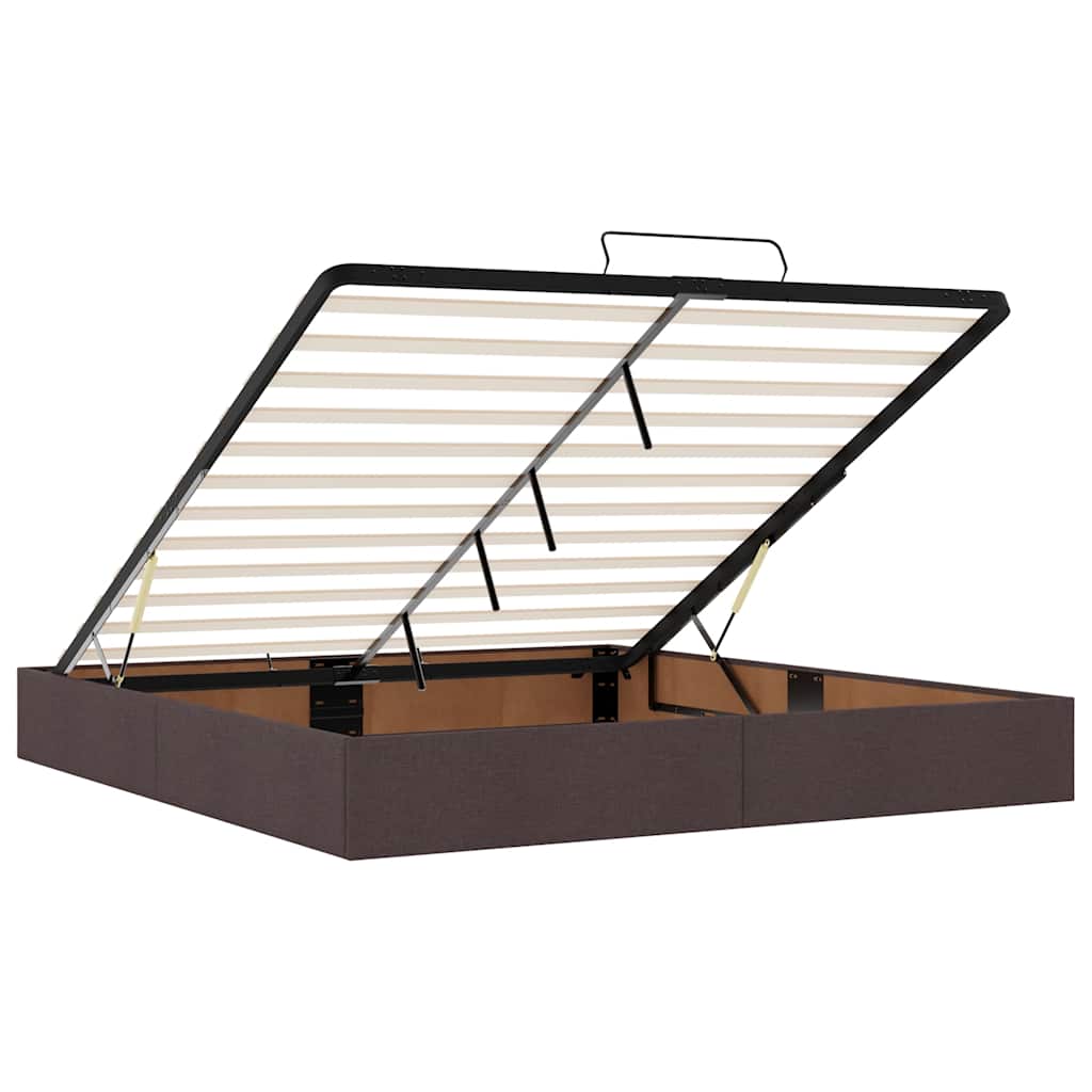 Cadre de lit ottoman avec matelas marron foncé 200x200 cm tissu - XIOS