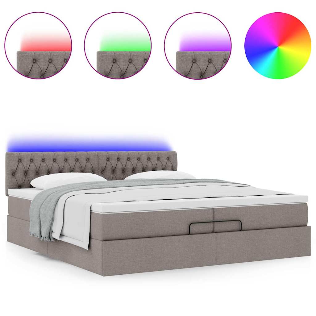 Cadre de lit ottoman avec matelas taupe 200x200cm tissu - XIOS