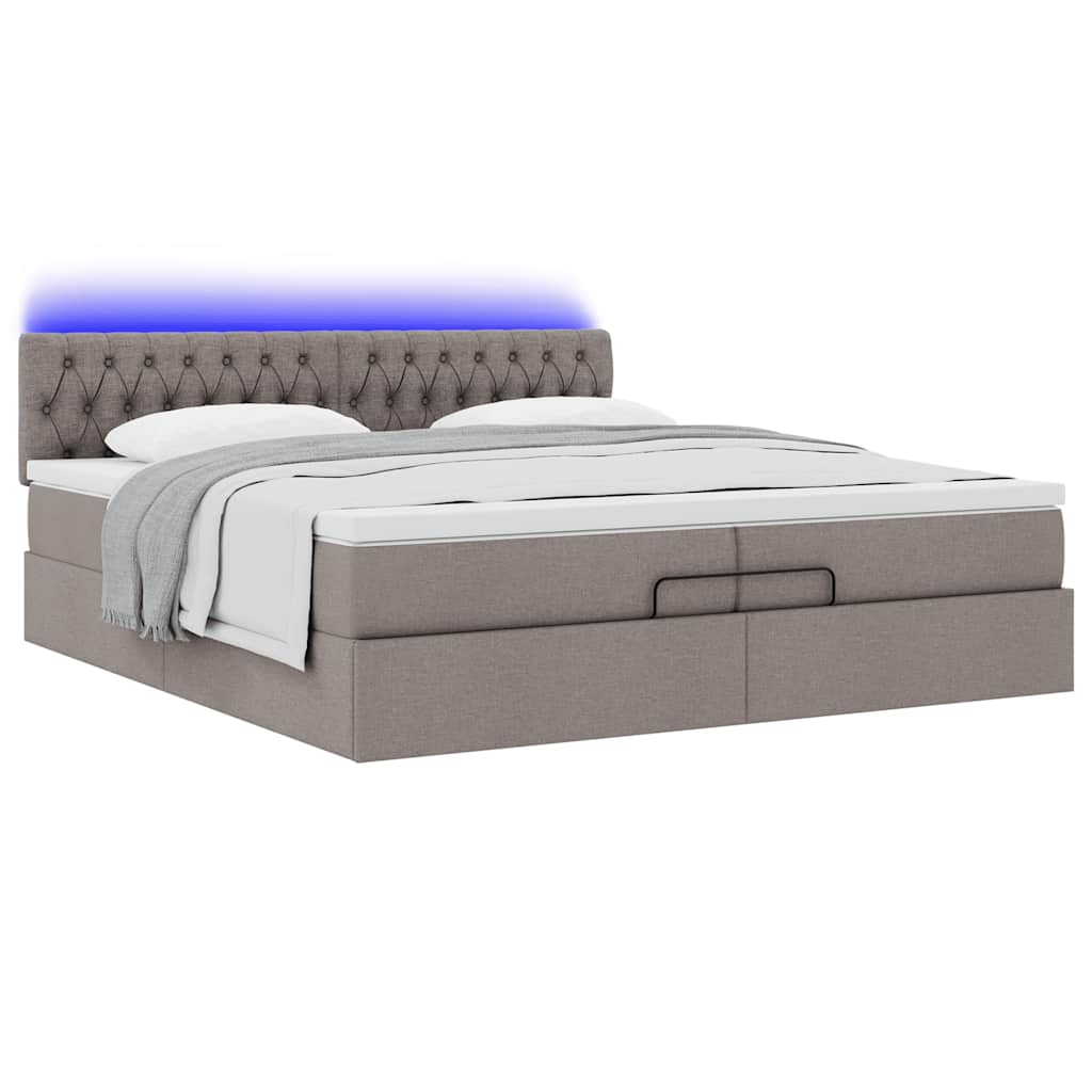 Cadre de lit ottoman avec matelas taupe 200x200cm tissu - XIOS