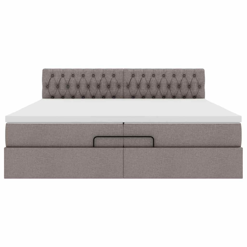 Cadre de lit ottoman avec matelas taupe 200x200cm tissu - XIOS