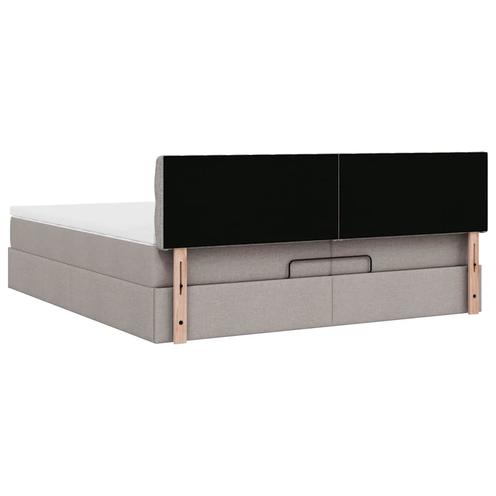 Cadre de lit ottoman avec matelas taupe 200x200cm tissu - XIOS