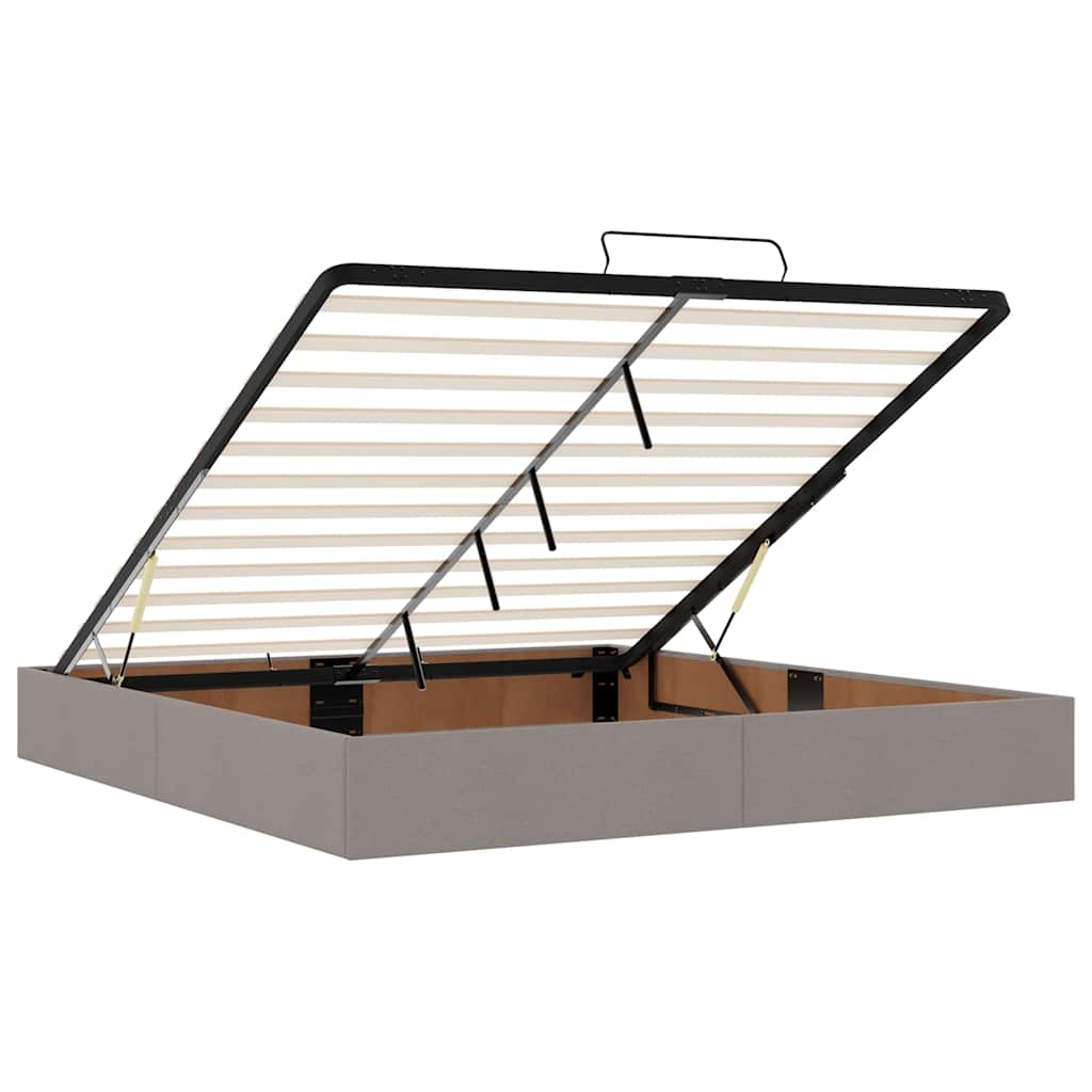 Cadre de lit ottoman avec matelas taupe 200x200cm tissu - XIOS