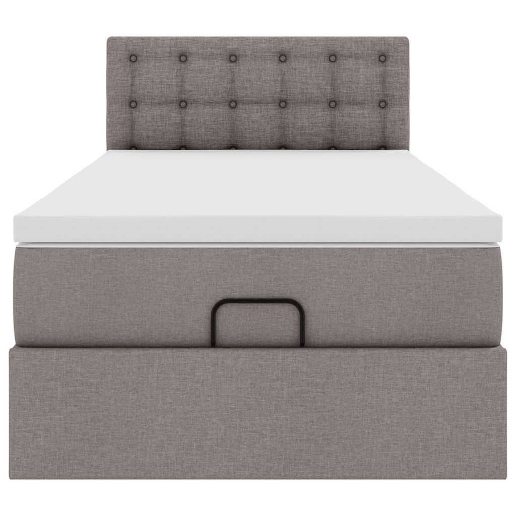 Cadre de lit ottoman avec matelas taupe 80x200 cm tissu - XIOS