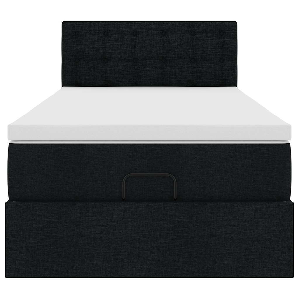 Cadre de lit ottoman avec matelas noir 90x190 cm tissu - XIOS