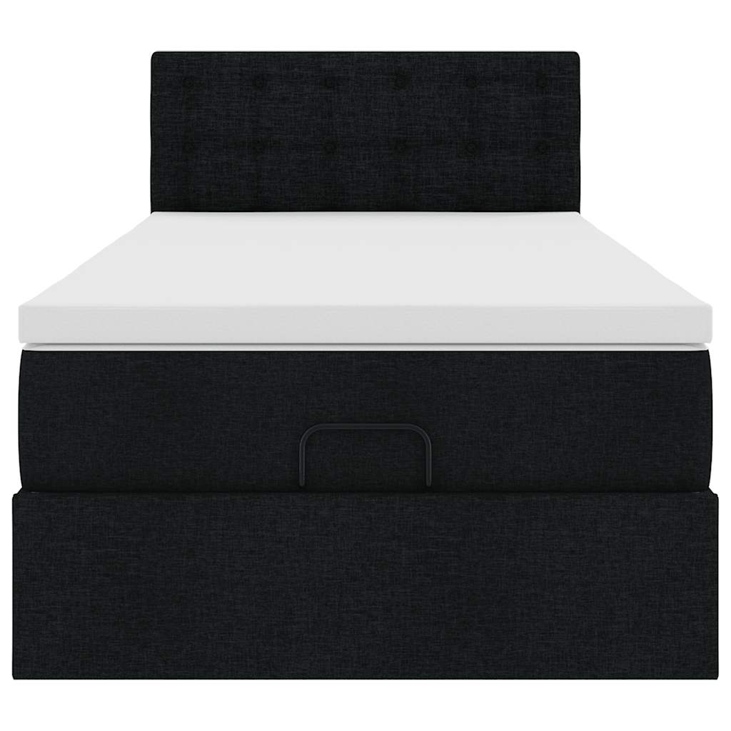 Lit ottoman avec matelas noir 90x200 cm tissu - XIOS