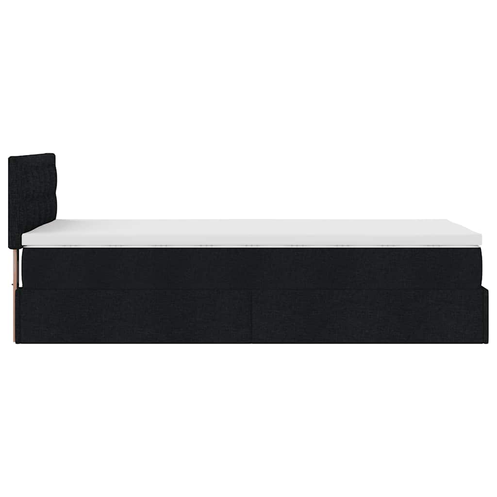 Lit ottoman avec matelas noir 90x200 cm tissu - XIOS