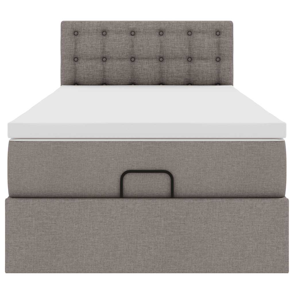 Lit ottoman avec matelas et LED taupe 90x200 cm tissu - XIOS