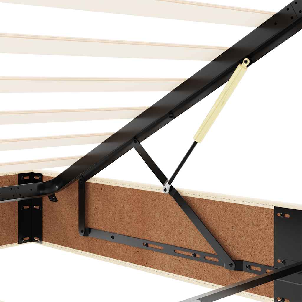 Lit ottoman avec matelas crème 100x200 cm tissu