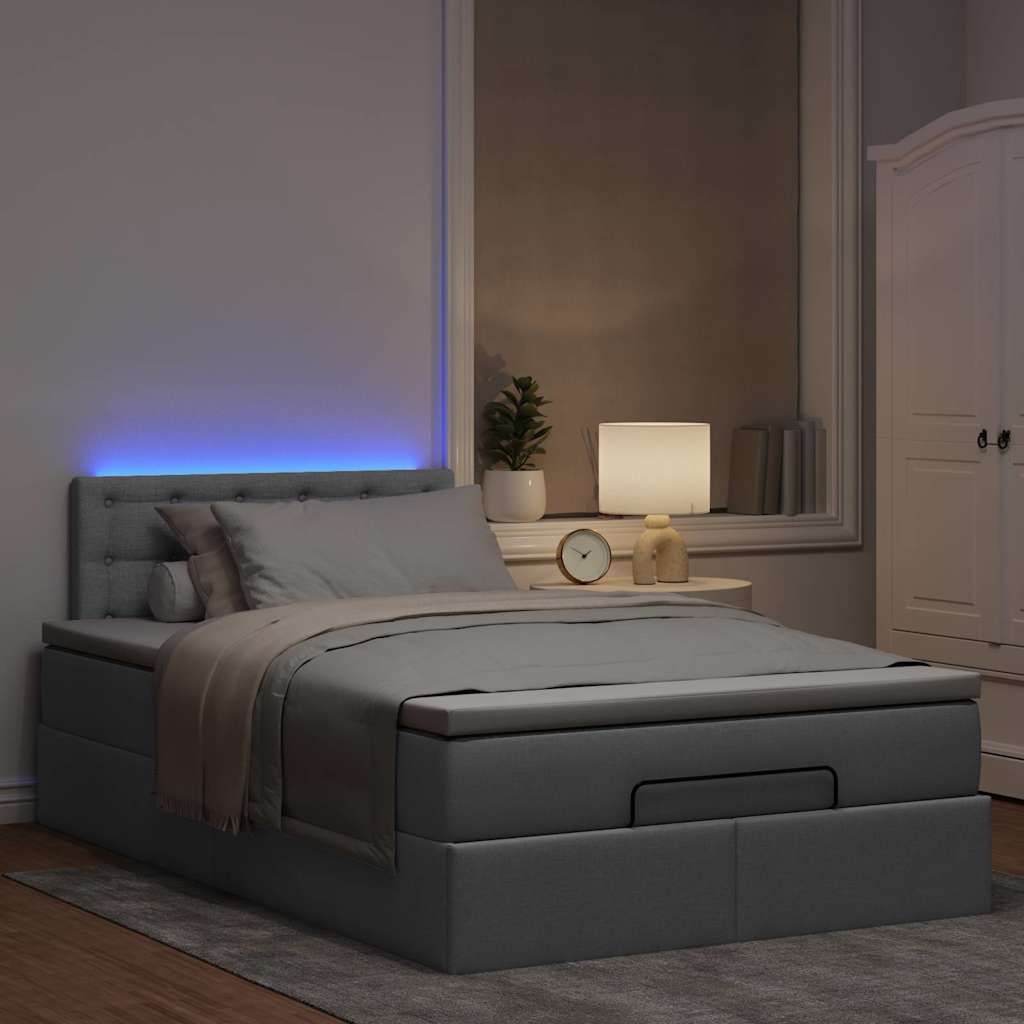 Lit ottoman avec matelas gris clair 120x190 cm tissu - XIOS