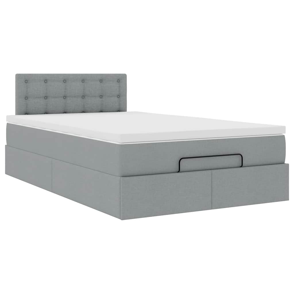 Lit ottoman avec matelas gris clair 120x190 cm tissu - XIOS
