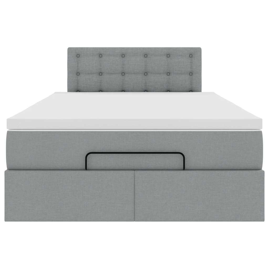 Lit ottoman avec matelas gris clair 120x190 cm tissu - XIOS