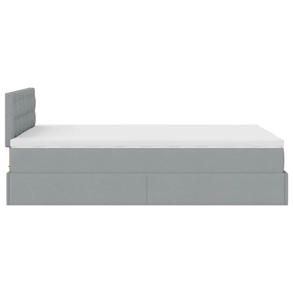 Lit ottoman avec matelas gris clair 120x190 cm tissu - XIOS