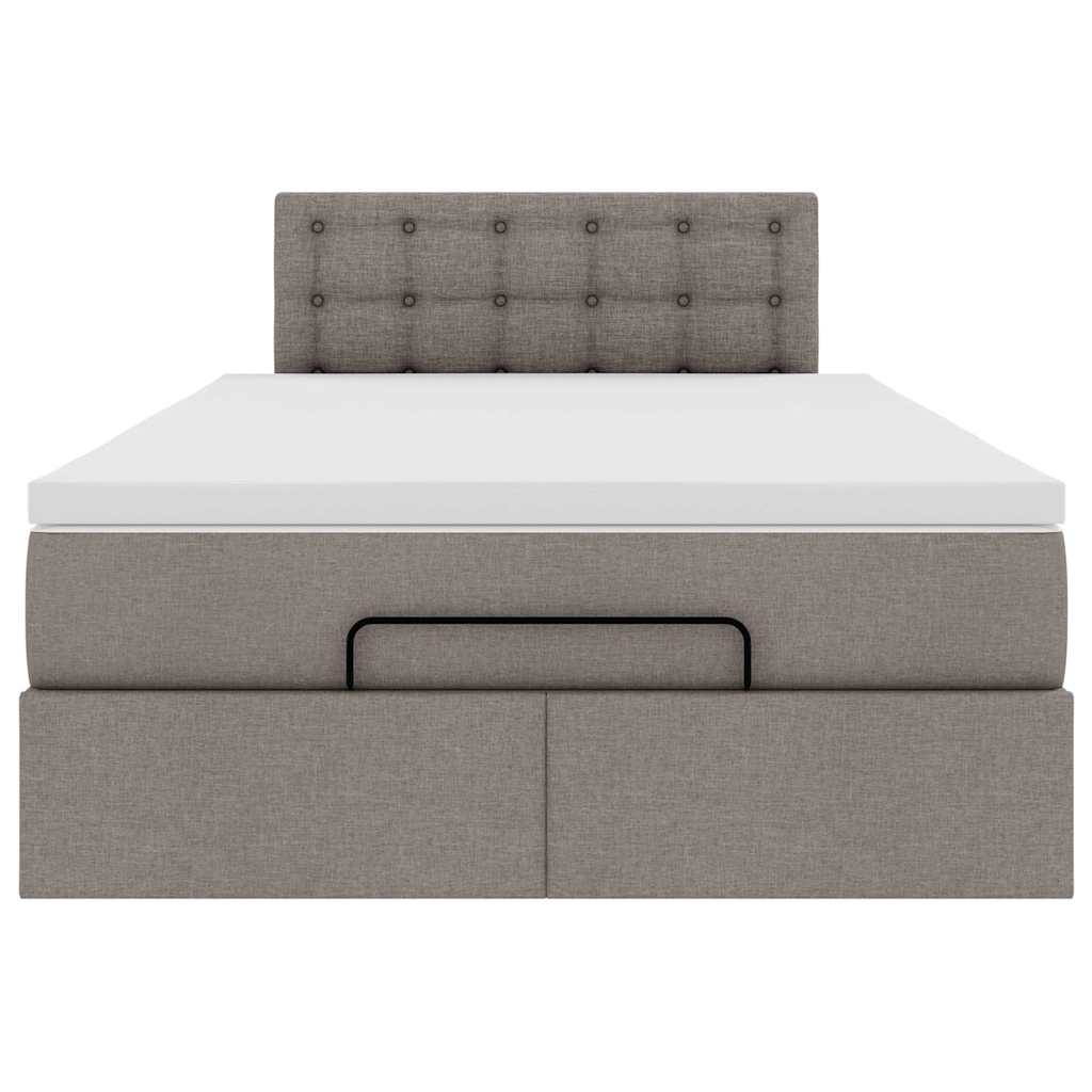 Lit ottoman avec matelas et LED Taupe 120x190 cm tissu - XIOS