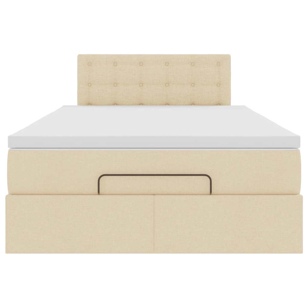 Lit ottoman avec matelas et LED crème 120x190 cm tissu - XIOS