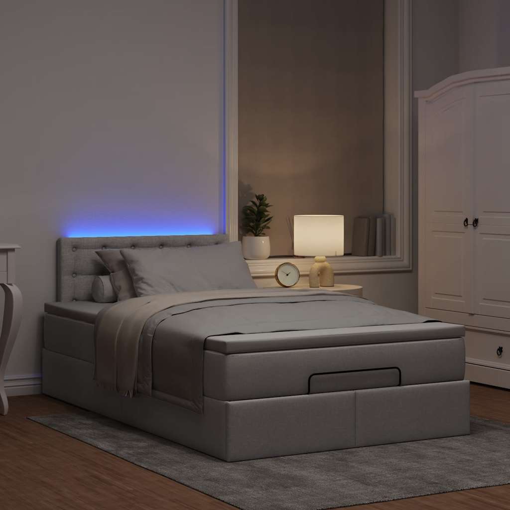 Cadre de lit ottoman avec matelas taupe 120x200 cm tissu - XIOS