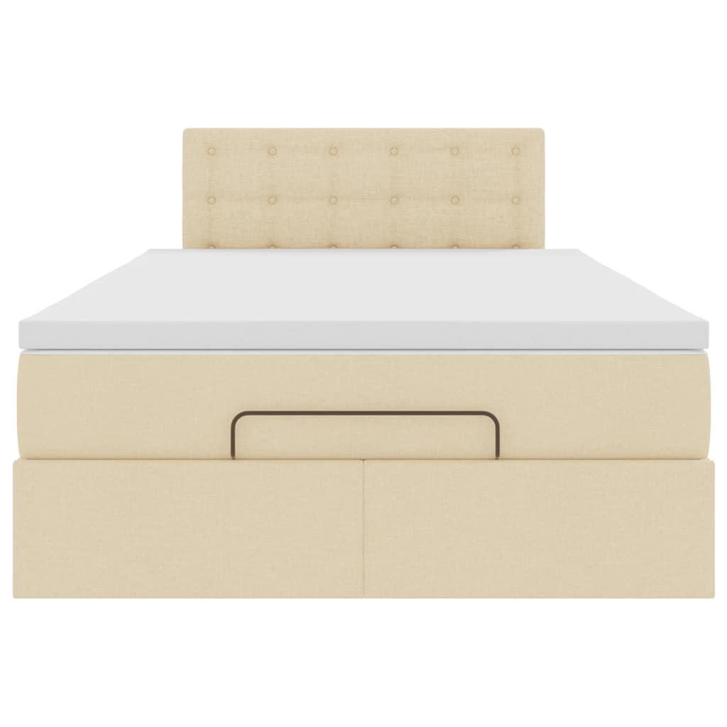 Cadre de lit ottoman avec matelas crème 120x200cm tissu - XIOS