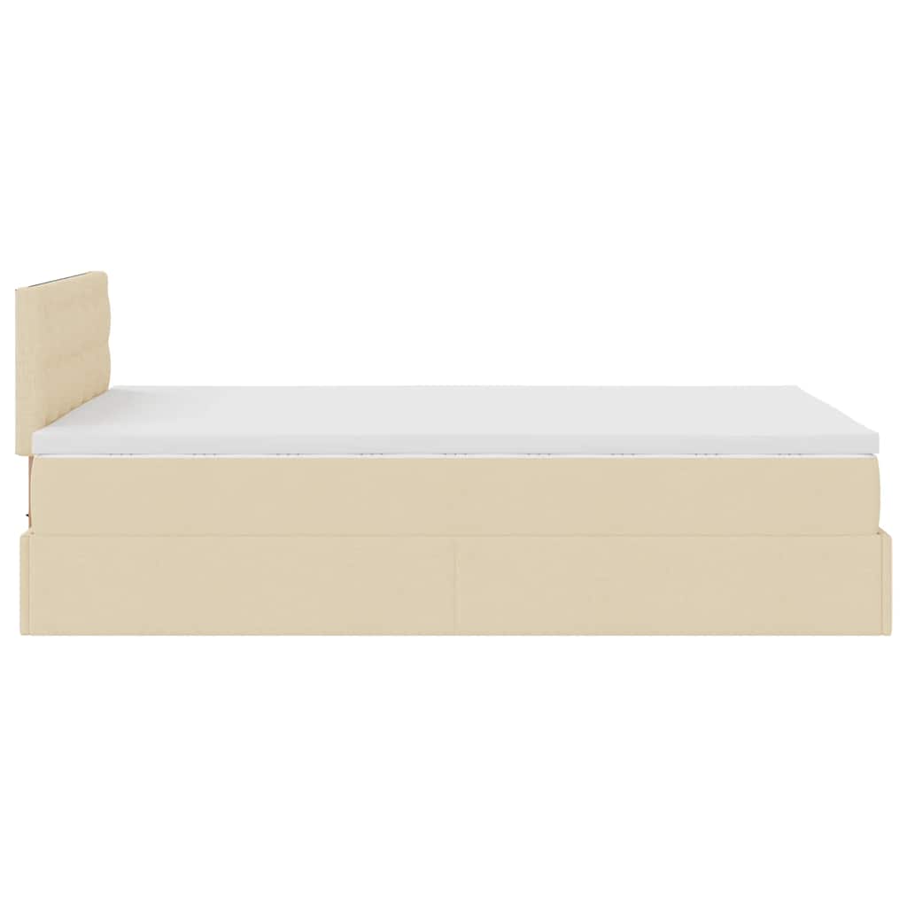 Cadre de lit ottoman avec matelas crème 120x200cm tissu - XIOS