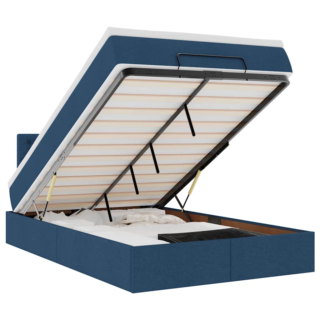 Lit ottoman avec matelas et LED Bleu 120x200 cm Tissu - XIOS
