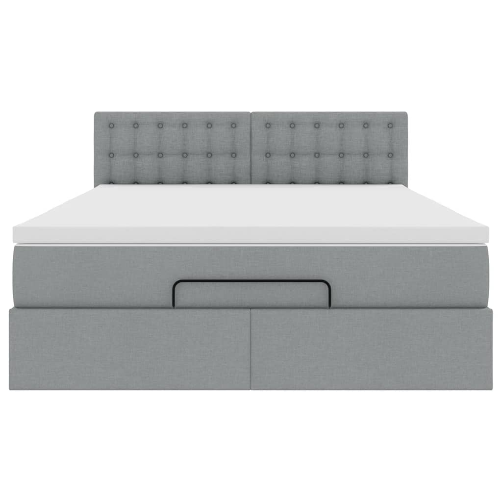 Lit ottoman avec matelas et LED gris clair 140x190 cm tissu - XIOS