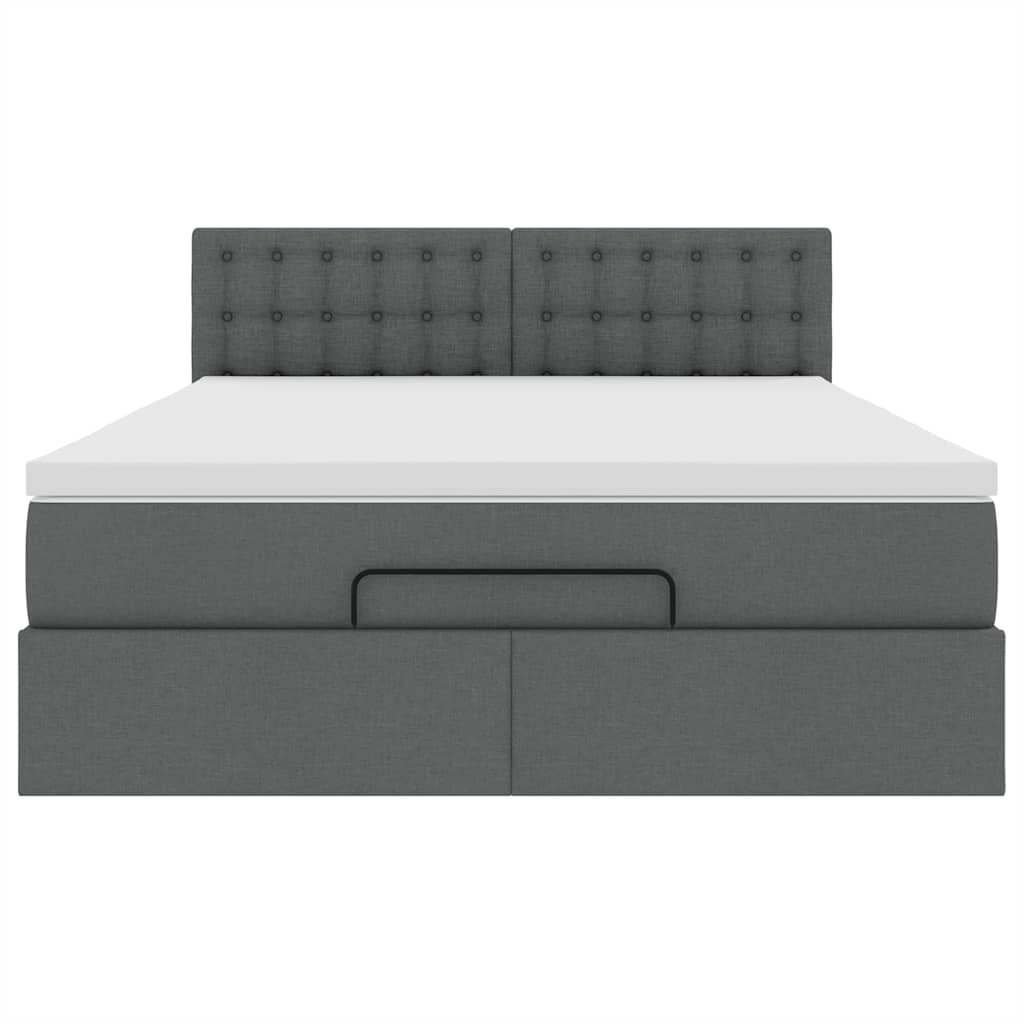 Lit ottoman avec matelas et LED gris foncé 140x190 cm tissu - XIOS
