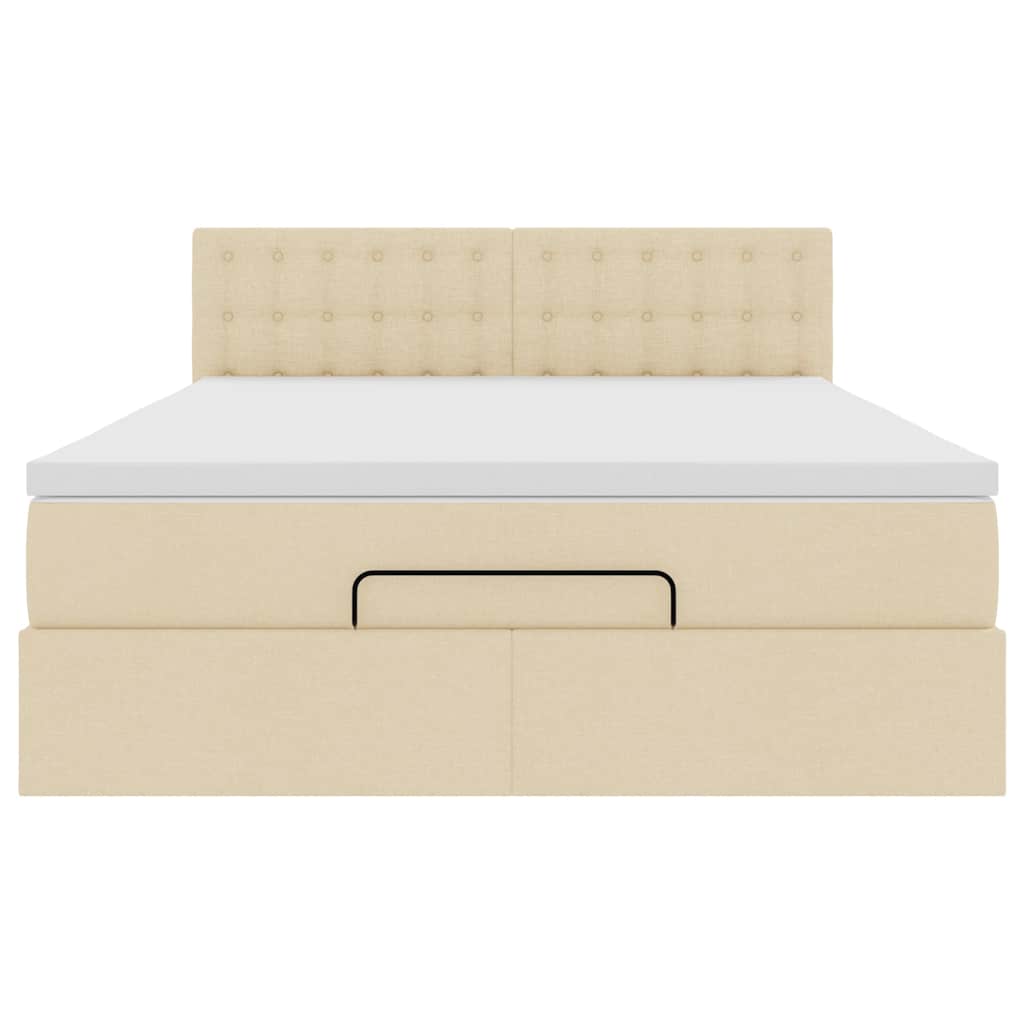 Lit ottoman avec matelas et LED crème 140x190 cm tissu - XIOS